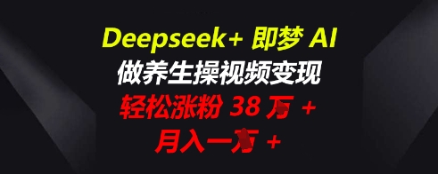Deepseek+即梦AI，做养生操视频变现，轻松涨粉38W+，月入一W+-网创小站