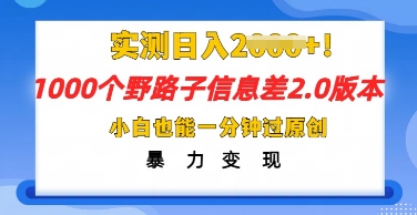 2025抖音1000个野路子信息差最新玩法,一分钟过原创,暴力变现月入几k-网创小站