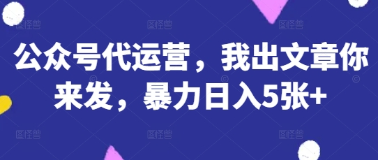 公众号代运营,我出文章你来发,暴力日入5张+【揭秘】-网创小站