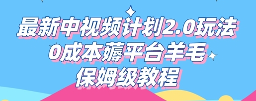 最新中视频计划2.0玩法，0成本薅平台羊毛，保姆级教程-网创小站