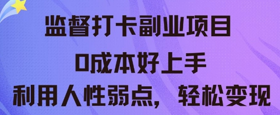 监督打卡副业新玩法,0成本好上手,利用人性的弱点轻松变现-网创小站