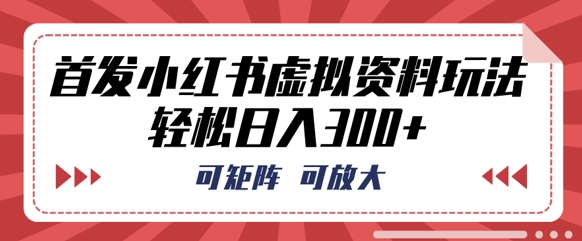 首发小红书虚拟资料玩法，可矩阵，可放大，轻松日入3张-网创小站