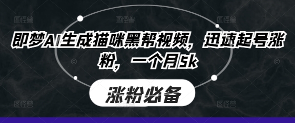 即梦AI生成猫咪黑帮视频,迅速起号涨粉,一个月5k-网创小站