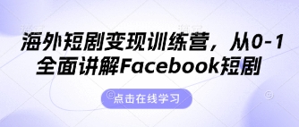 海外短剧变现训练营,从0-1全面讲解Facebook短剧-网创小站