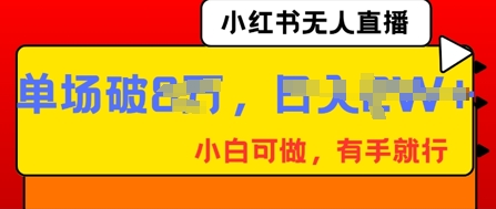 小红书无人直播，纯小白可做，有手就行，单场直播销售额破8w-网创小站