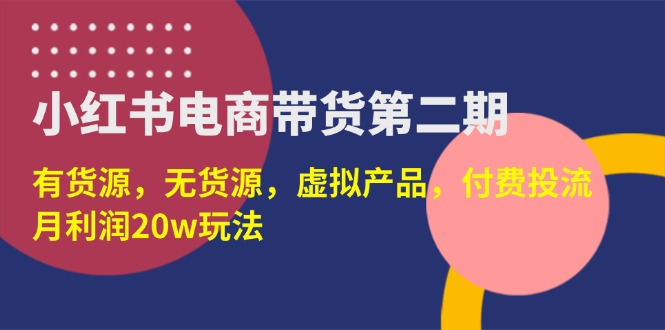 （14186期）小红书电商带货第二期，有货源，无货源，虚拟产品，付费投流，月利润20w-网创小站