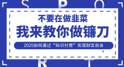 韭菜生涯终结者，我来教你做镰刀，2025如何通过“知识付费”实现财F自由【揭秘】-网创小站