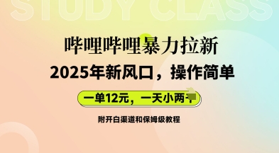 哔哩哔哩暴力拉新:2025年新风口,一单12元,一天数张(附开白渠道和保姆级教程)-网创小站