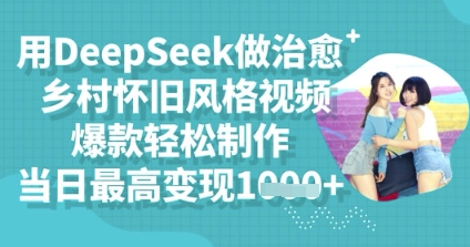 用DeepSeek做治愈乡村怀旧风格视频，爆款轻松制作，当日最高变现多张-网创小站